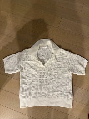 Old Navy White Knit Polo Sweater Top